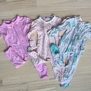 Baby Girl Newborn Lot of 3 Bamboo Onsies - Post Peanut, Magnetic Me, Bubble Baby